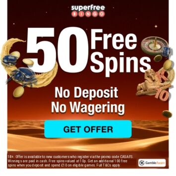 50 Free Bingo Spins - No Deposit & No Wagering
