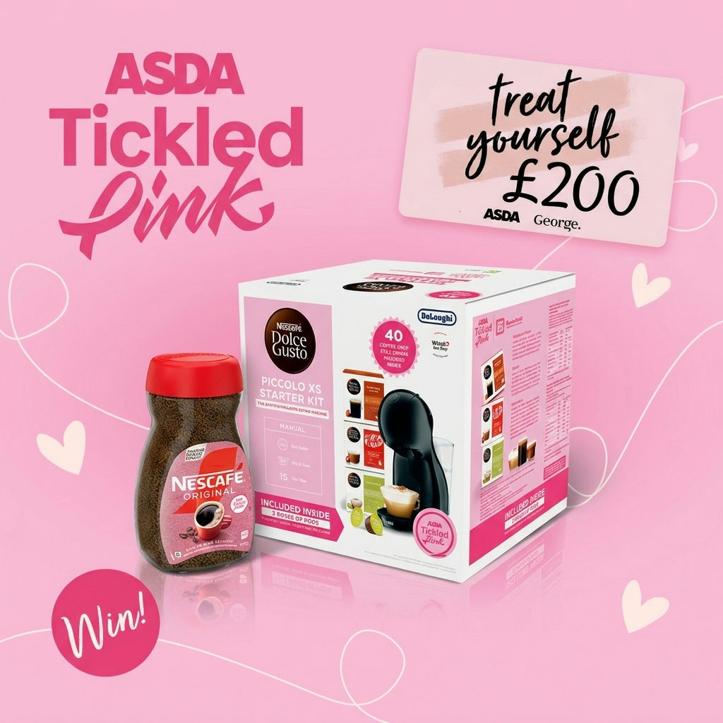 Ingyenes Nestlé Pink Kávégép Csomag és £200 ASDA Utalvány Ingyenes Nestlé Pink Kávégép Csomag és £200 ASDA Utalvány